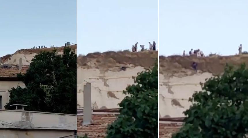 Nevşehir'de panik anları! Bir turist, fotoğraf çekerken vadiye düştü