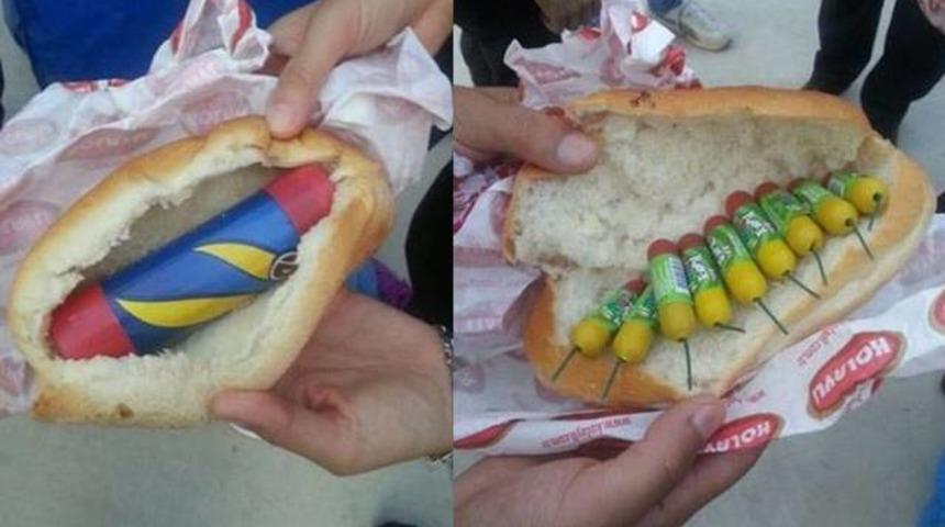 Meşale ve torpilleri ekmek arasına koyarak sakladılar!