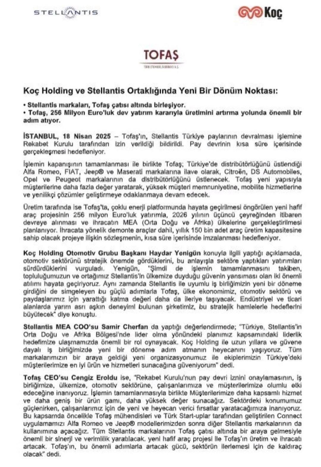 Koç Holding ve Stellantis’ten dev yatırım: Doblo Bursa’da yeniden üretilecek 1