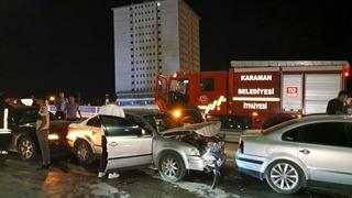 Karaman’da 4 aracın karıştığı zincirleme kaza: 1 yaralı