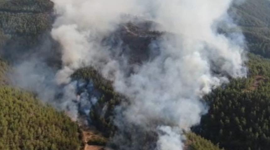 Köye sıçrayan orman yangını böyle görüntülendi