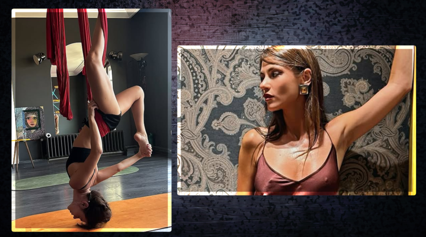 Yüsra Geyik tatilden döner dönmez hamak yogasına başladı! Pozları dikkat çekti