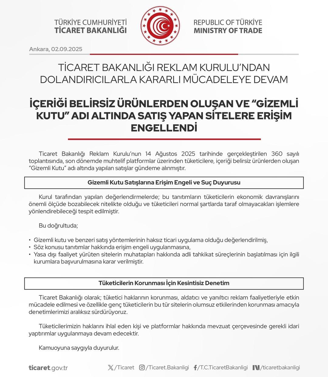 Bakanlık devreye girdi!  Gizemli kutu  satan sitelere erişim engeli 2