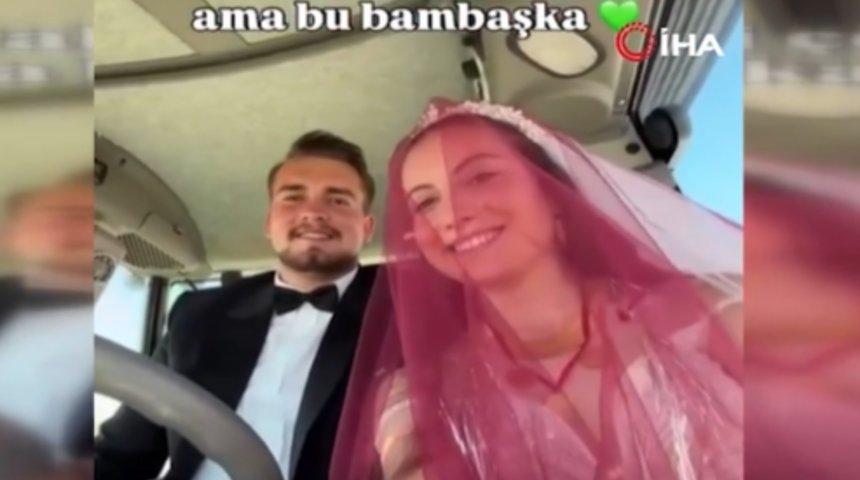 Düğün konvoyunu gören şaştı kaldı! Seçtikleri gelin arabası gündem oldu