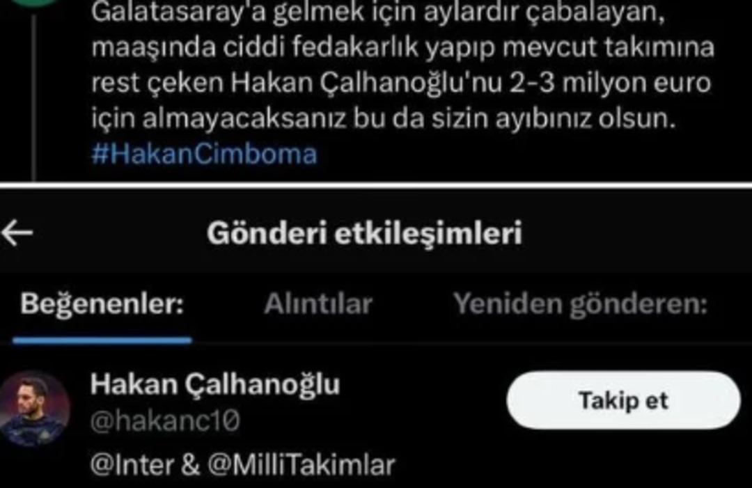 Hakan Çalhanoğlu ndan Galatasaray a tepkili gönderme! O gönderiye beğeni attı 1