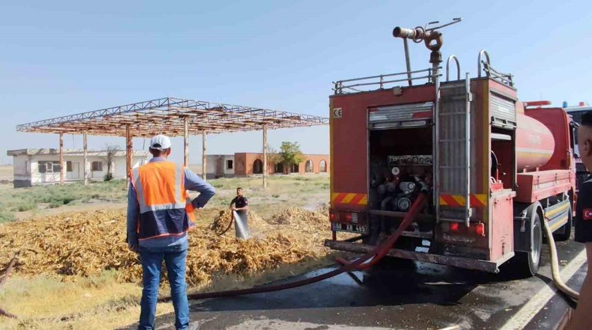 Saman yüklü tırda yangın paniği