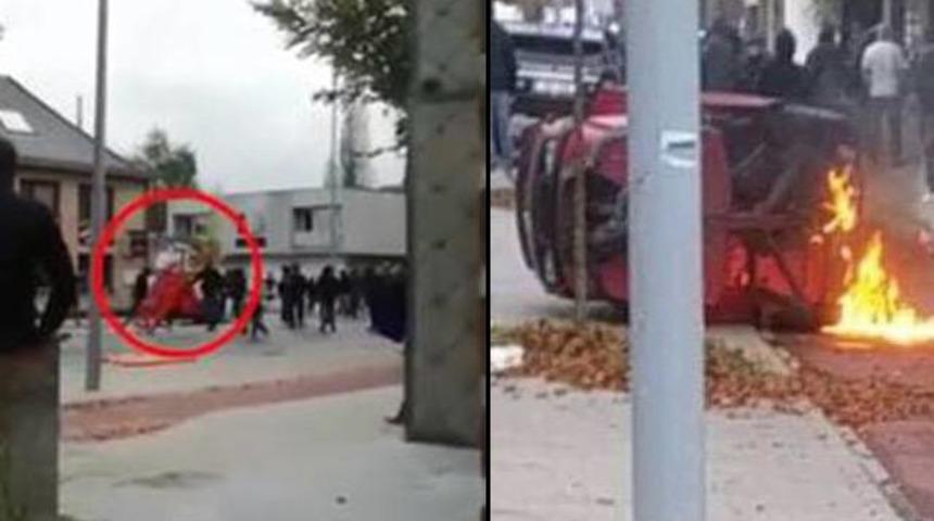 Bel&ccedil;ika'da holiganlar engelli taraftarın arabasını yaktı!