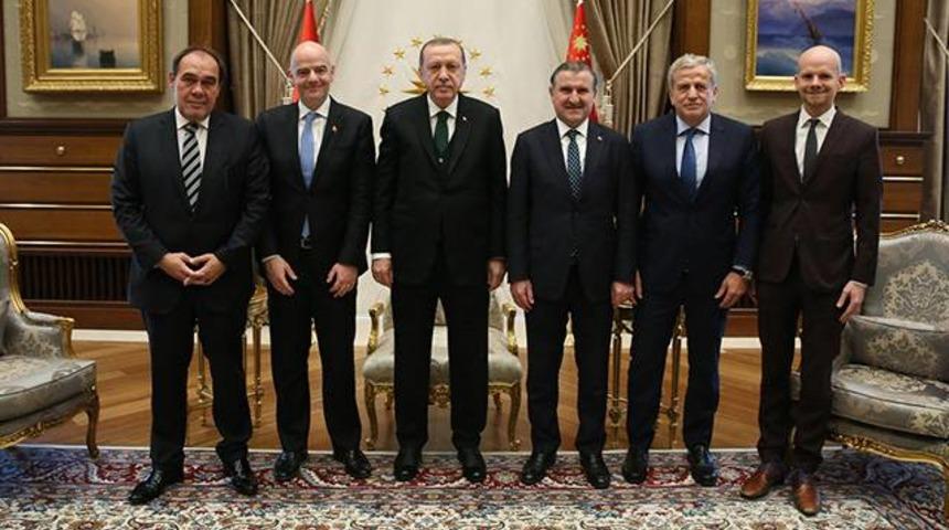 Cumhurbaşkanı Erdoğan Infantino'yu Beştepe'te kabul etti