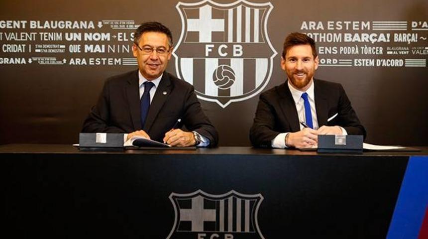 Lionel Messi Barcelona ile olan s&ouml;zleşmesini 2021 yılına kadar uzattı