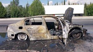 Burdur-Antalya kara yolunda otomobil yandı