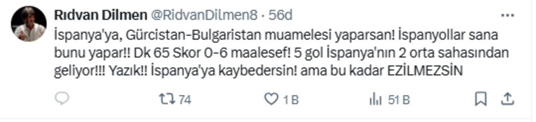 Rıdvan Dilmen, İspanya hezimeti sonrası sosyal medyadan tepki gösterdi! 1