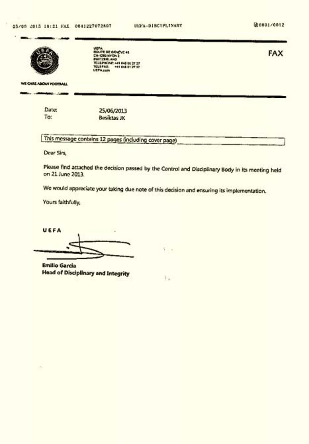 İşte UEFA'nın karar metni