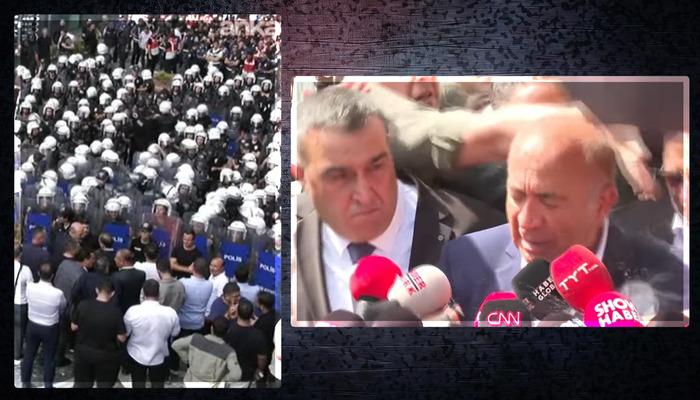 Gürsel Tekin polis eşliğinde binaya giriyor