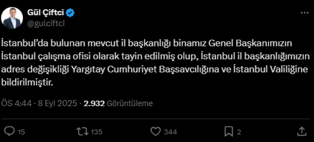 ÚLTIMAS NOTÍCIAS | Özgür Çelik compartilhou uma foto! Prédio provincial da CHP Istambul fechado: Bahçelievler é o novo endereço.