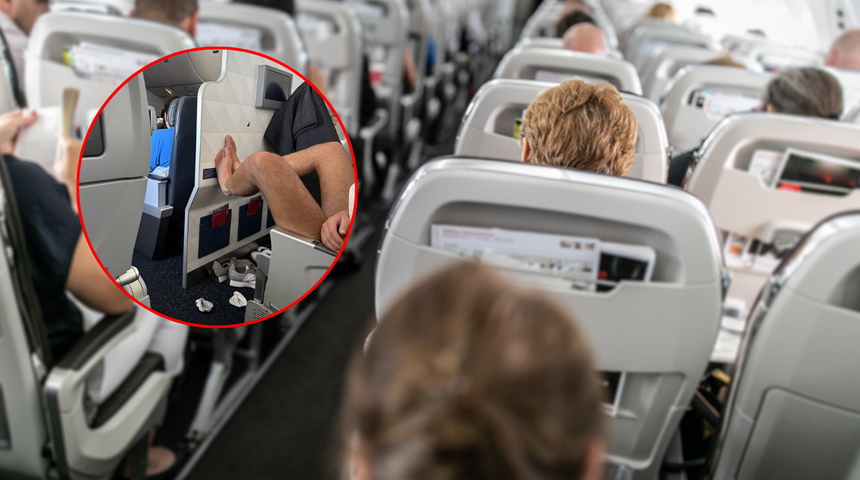 Uçaktaki bir yolcunun yaptığı hareket mide bulandırdı! Rahatlığı tepki çekti
