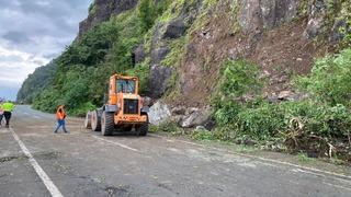 Artvin'de heyelan nedeniyle Karadeniz Sahil Yolu ulaşımında aksama yaşandı