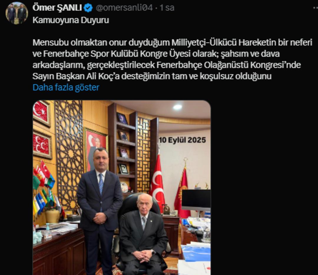 Ali Koç a MHP den açık destek! Devlet Bahçeli nin kurmayları Fenerbahçe Kongresi öncesi peş peşe paylaştı 2