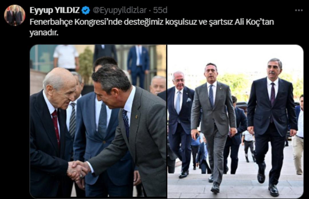 Ali Koç a MHP den açık destek! Devlet Bahçeli nin kurmayları Fenerbahçe Kongresi öncesi peş peşe paylaştı 1