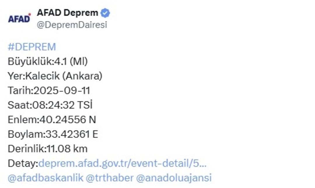 Son dakika! Başkent Ankara da deprem... Afad büyüklüğünü duyurdu 1