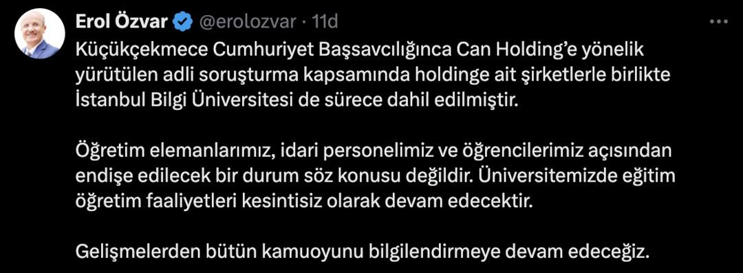 Son dakika: YÖK Başkanı’ndan ve MEB den İstanbul Bilgi Üniversitesi açıklaması geldi! Can Holding operasyonu gelişmeleri… 3