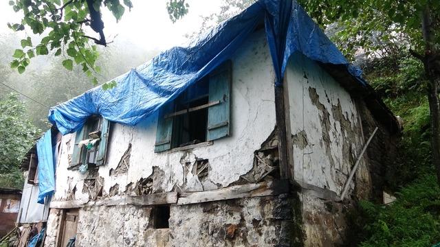 Şehit oğlundan ayrılmamak için harabe evde yaşam mücadelesi veriyor