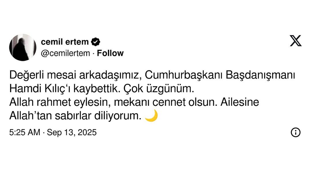 Cumhurbaşkanı Başdanışmanı Hamdi Kılıç hayatını kaybetti 1