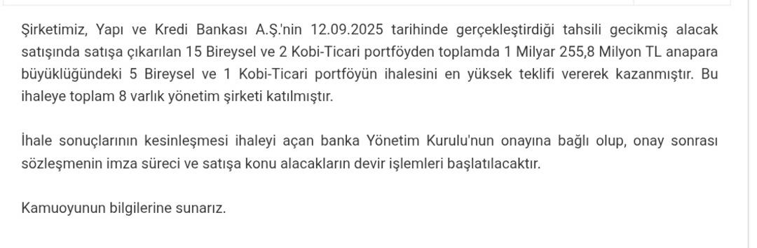 GLCV den  Yapı Kredi  hamlesi! 1,25 milyar TL’lik portföy ihalesini kazandı 1