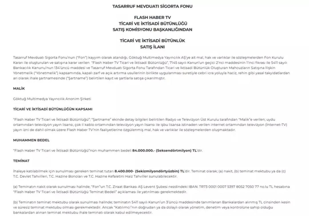 TMSF Flash TV yi satışa çıkardığı fiyatı açıkladı! 2