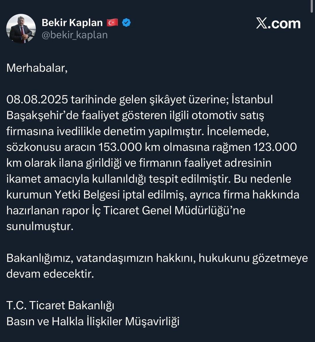 123 bine düşürünce... Bakanlık o ilandaki araca müdahale etti! Harekete geçildi, açıklama geldi 2