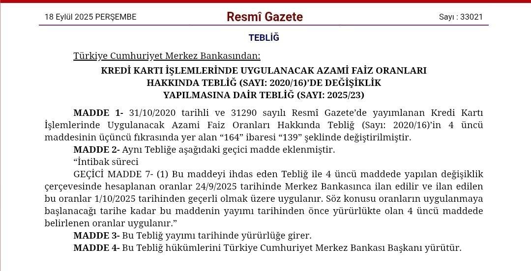 Merkez Bankası duyurdu: Kredi kartı faiz oranlarına düzenleme geldi 2