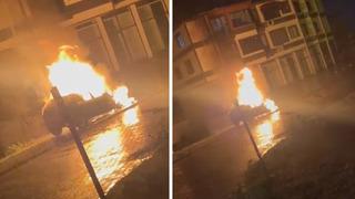 Çaycuma'da otomobil park halindeyken alev aldı