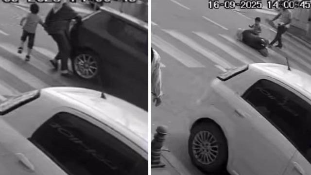 Yaya geçidinde görme engelli kadının ayağının üzerinden otomobil geçti: O anlar kamerada