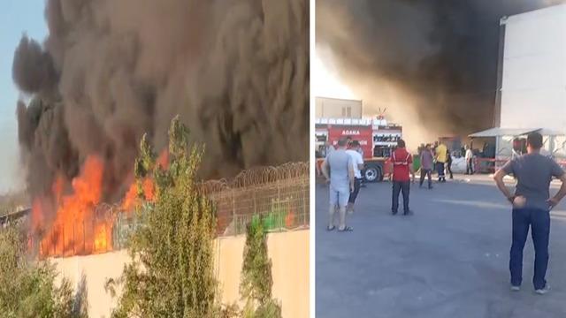 Adana'da zincir marketin deposundan yangın