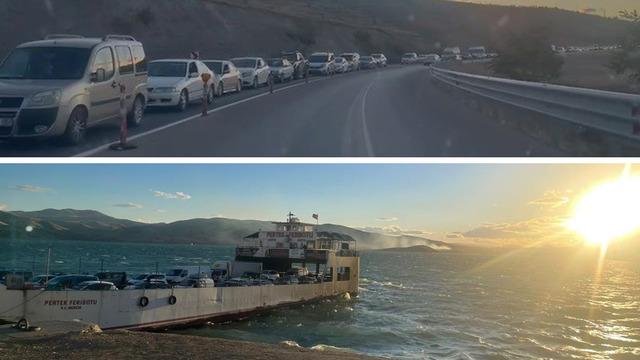 Tunceli’de feribot seferleri durduruldu: 3 kilometre araç kuyruğu oluştu