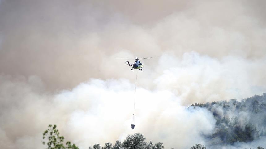 Köyceğiz'de çıkan orman yangınına müdahale ediliyor
