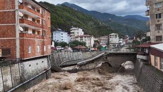 Artvin Borçka'da tarihi köprü selde yıkıldı