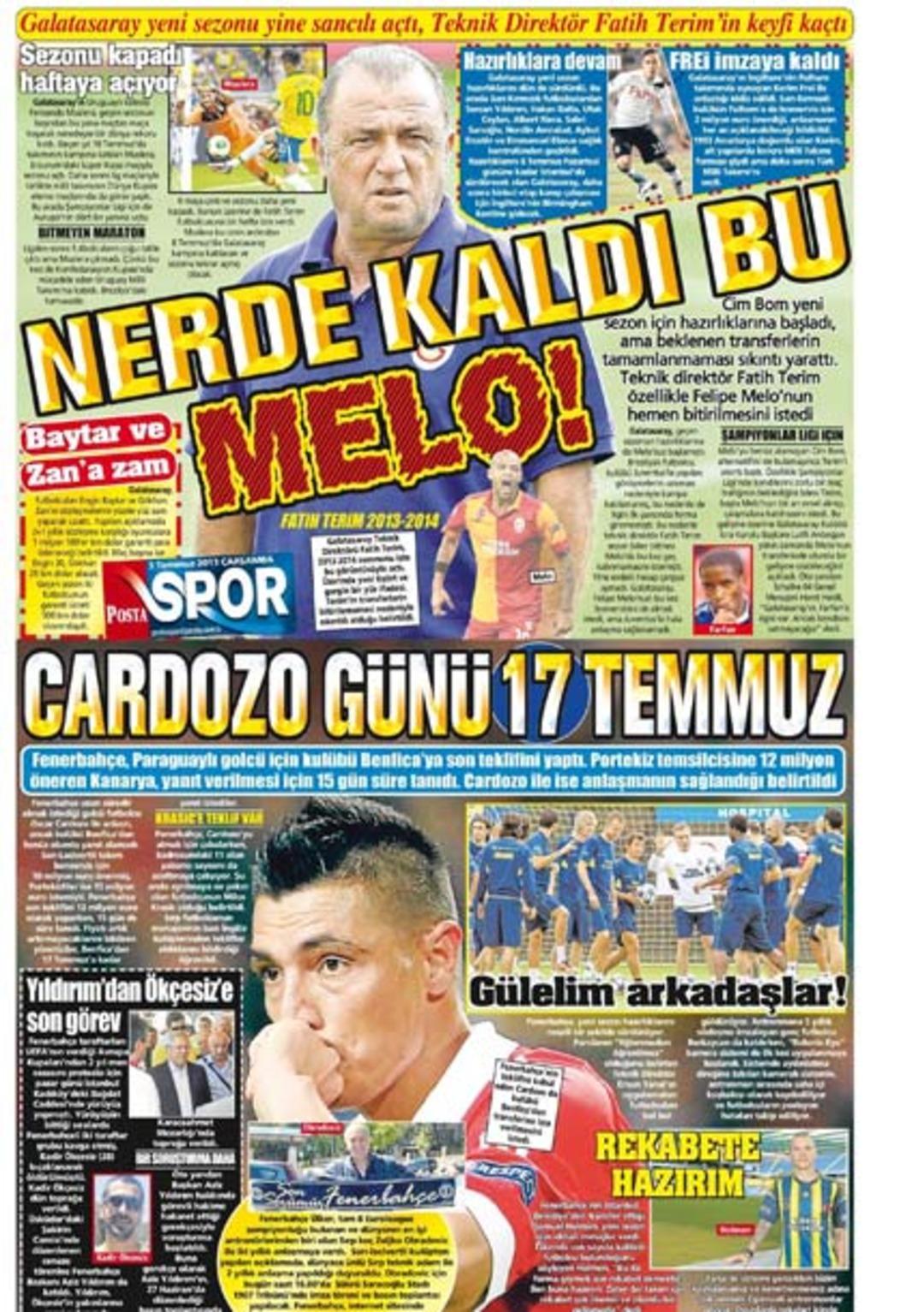 Sporun Manşetleri (3 Temmuz 2013)