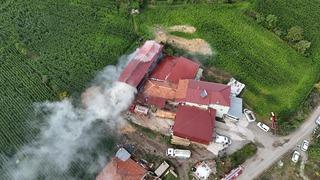 Samsun'da samanlık yangında hasar gördü