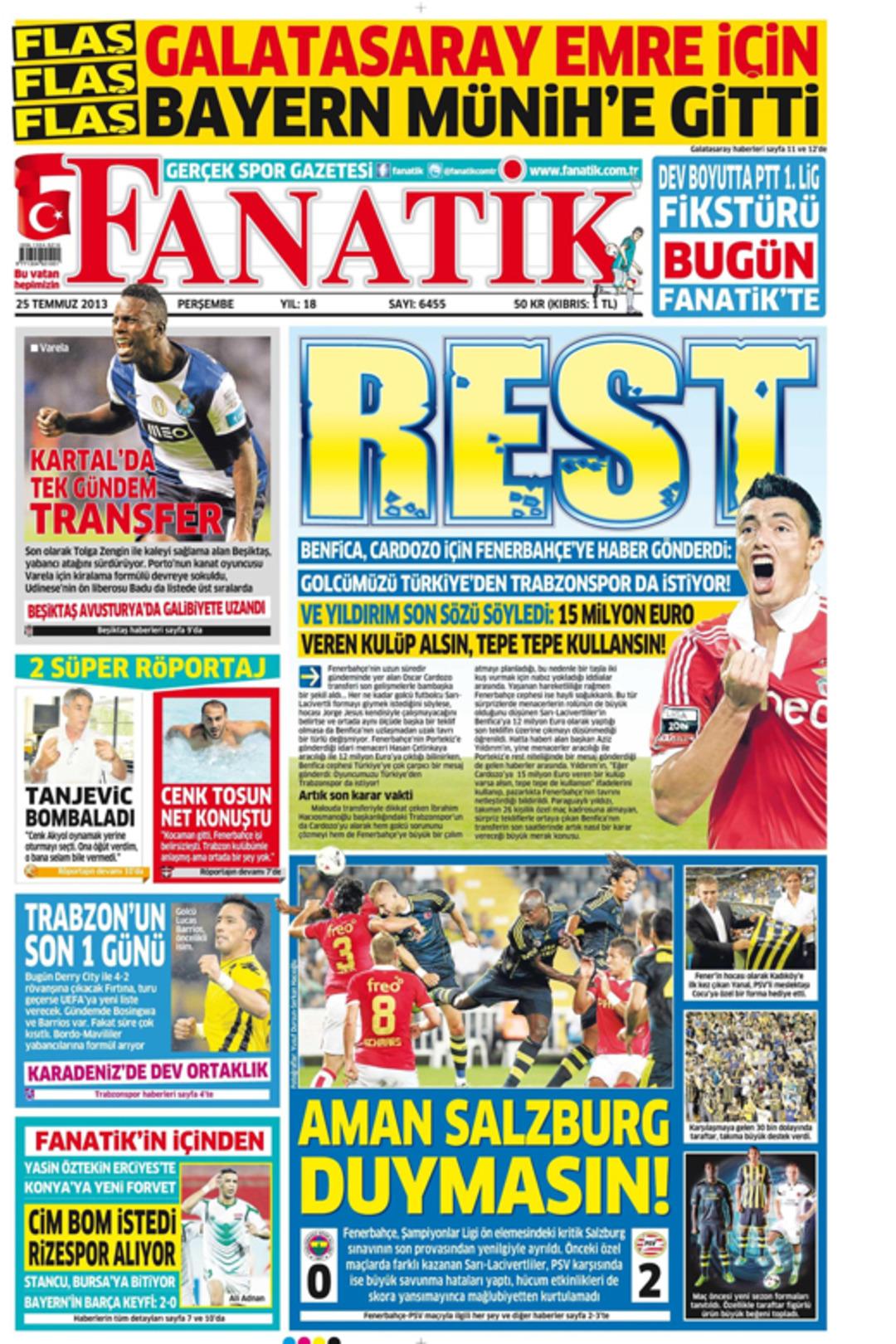 Sporun Manşetleri (25 Temmuz 2013)