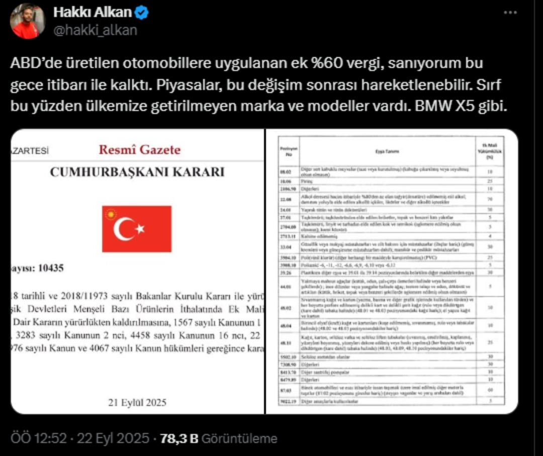 ABD yapımı otomobillerde yüzde 60 lık vergi kalktı! Erdoğan imzaladı, bir gecede değişti... Mercedes, BMW, Jeep, Ford, Tesla fiyatları düşecek mi? Yeni modeller gelebilir 4
