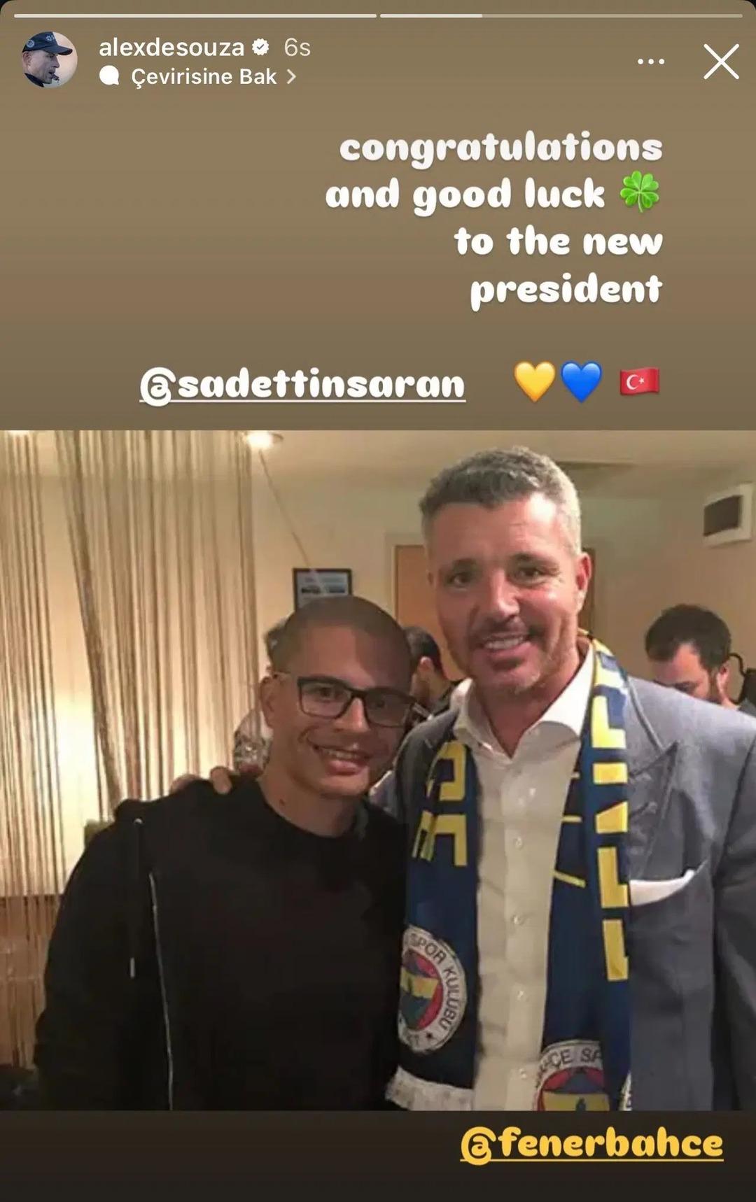 Fenerbahçe de Sadettin Saran seçimi kazandı! Tebrik mesajları arka arkaya geldi... Efsane futbolcu Alex De Souza dan da mesaj geldi 1