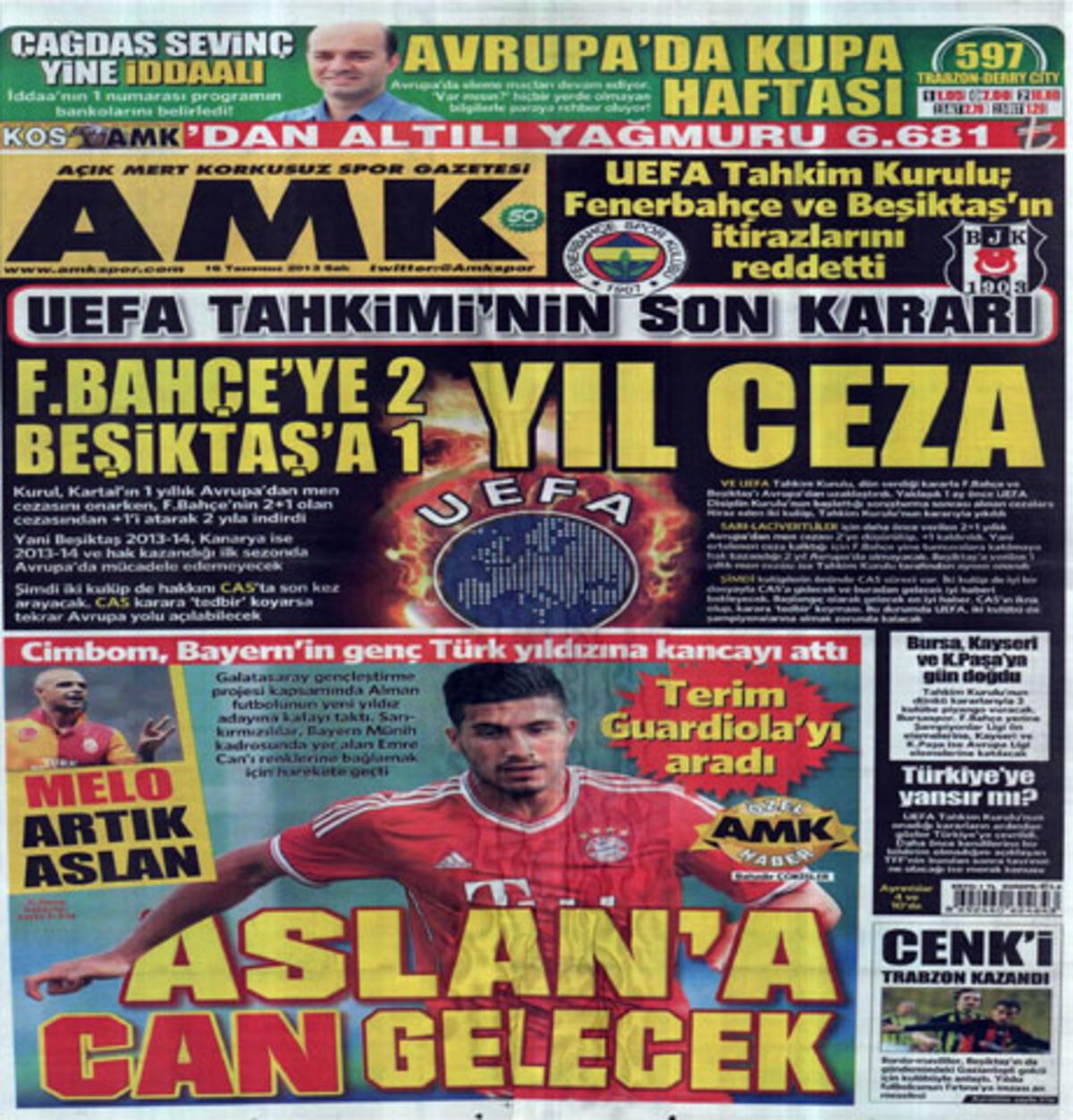 Sporun Manşetleri (16 Temmuz 2013)