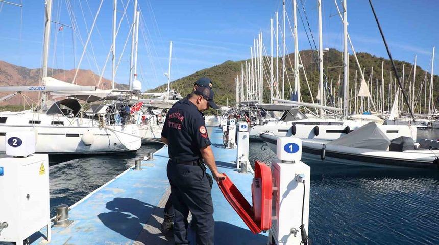 Muğla Büyükşehir itfaiyesinden marinalarda yangın güvenliği denetimi