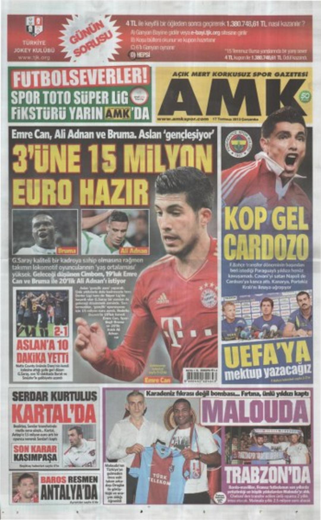 Sporun Manşetleri (17 Temmuz 2013)