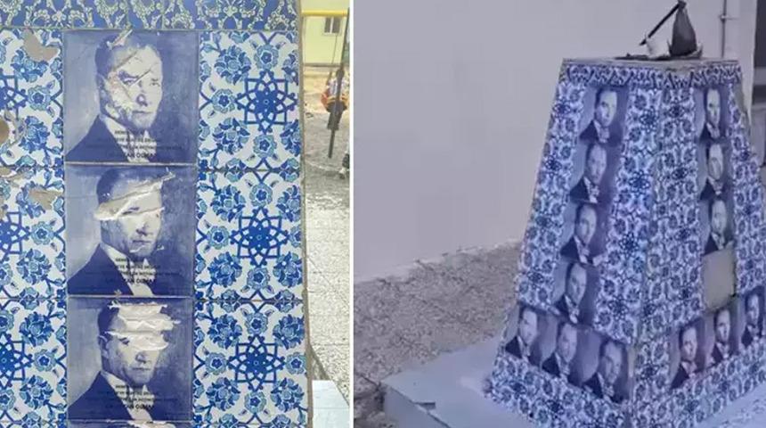Okul bahçesindeki Atatürk büstüne çirkin saldırı!