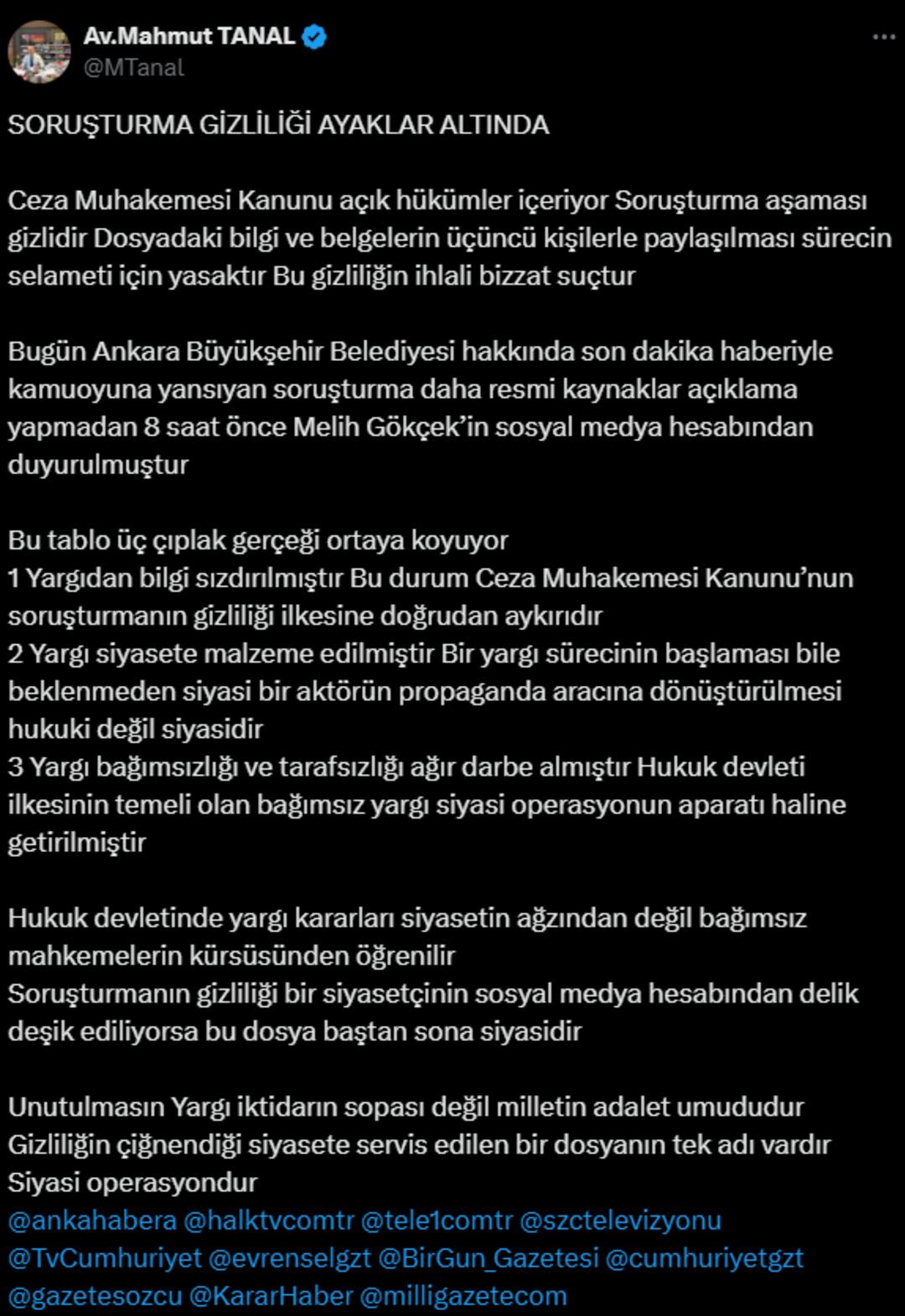  Bombalı paylaşımdan saatler sonra operasyon! Akıllara aynı soru geldi: Melih Gökçek ABB operasyonunu önceden mi haber verdi? 7