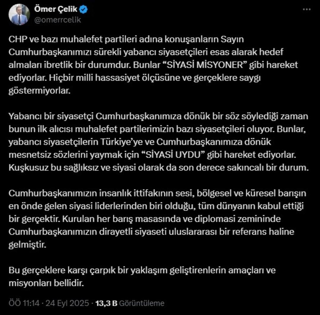 Çelik ten CHP ye sert tepki: "Siyasi misyoner gibi hareket ediyorlar" 2