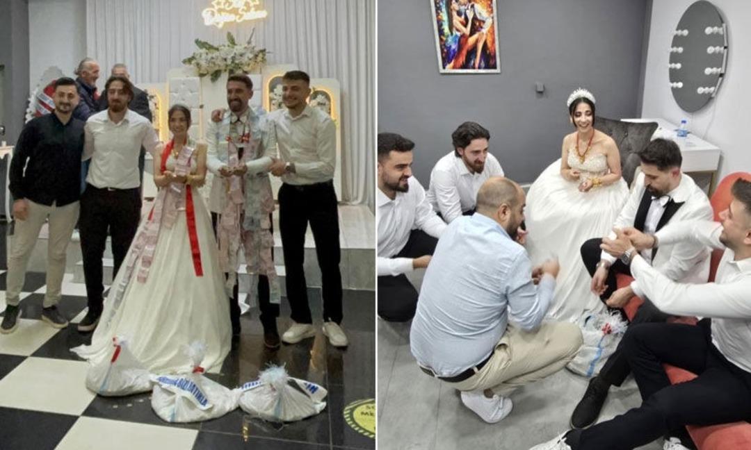 Düğünde arkadaşı çuvalla takı getirdi! Damat altın zannetti ama bakın ne çıktı 1