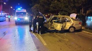 Kontrolden çıkan araç ağaçlara çarptı