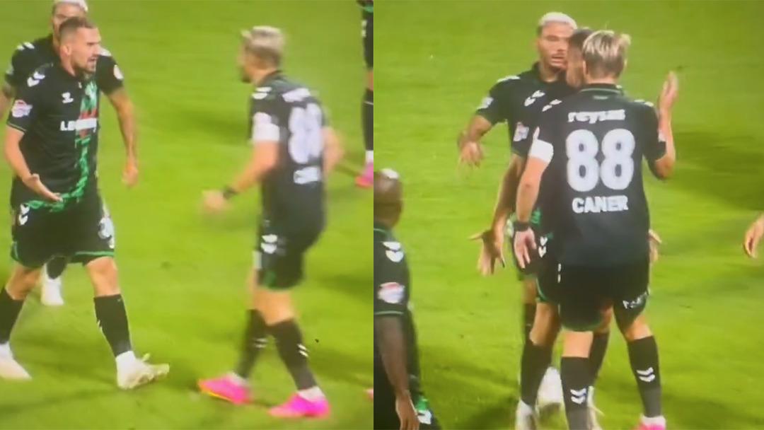 Kimse ne olduğunu anlamadı! Caner Erkin ma&ccedil; sırasında takım arkadaşını tokatladı, oyundan atıldı